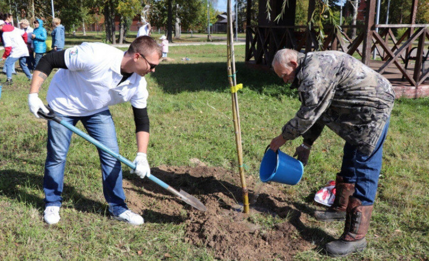 Активисты Электрогорского «БОЕВОГО БРАТСТВА» и «Волонтерской роты» участвовали в высадке растений